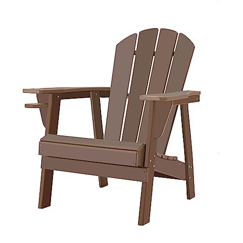  Restcozi Adirondack Chairs, HDPE All-Weather Chair, Teak