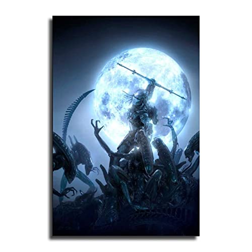 BUUTUUCE canvas wall art for bedroom Aliens Vs Predator Hot Movie Wall Art Poster Gifts Bedroom Prints Home Decor Hanging Picture Canvas Painting Posters 16x24inch(40x60cm)
