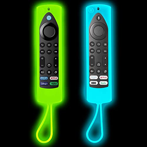 [2 Pack] Insignia Fire TV Remote Cover | Compatible with Fire TV Alexa Voice Remote | Blue Glow & Green Glow