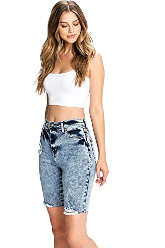  Celebrity Pink Women's High Rise Bermuda Denim Shorts, Acid Snow (Size 5)