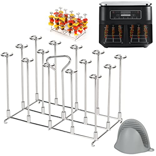 BYKITCHEN Air Fryer Rack for Ninja Dual Air Fryer, Stainless Steel Air Fryer Skewer Rack, Compatible with Double Air Fryer, Ninja DZ201/DZ401