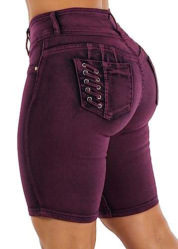  Moda Xpress Juniors Levantacola Purple Acid Wash Bermuda Shorts, Size 15
