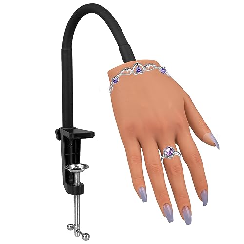 Practice Hand for Acrylic Nails, Silicone Nail Practice Hand with Stand Bracket