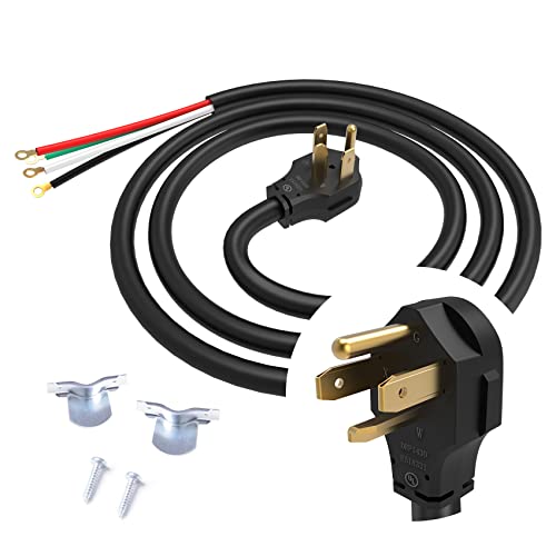 TOPDC 4 Prong Dryer Cord, 30 AMP Power Cord, 5 Feet, Black