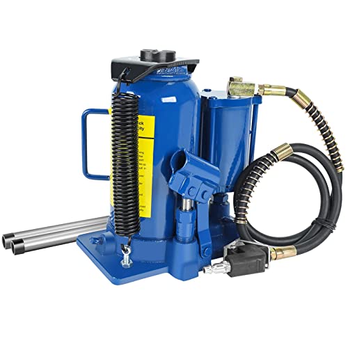 BLACKHORSE-RACING 20 Ton Air Hydraulic Bottle Jack - Heavy Duty Auto Truck Lift (Blue)
