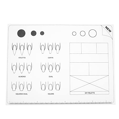 Uonlytech Acrylic Nail Training Mat Silicone Trainer Sheet for Application Practice As Shown
