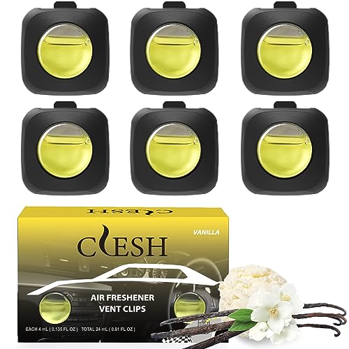 Car Air Fresheners Vent Clips, Vanilla, 6-Pack, Car Deodorizer Air Freshener, Car Fresheners For Men Women, Vent Air Fresheners For Vehicles