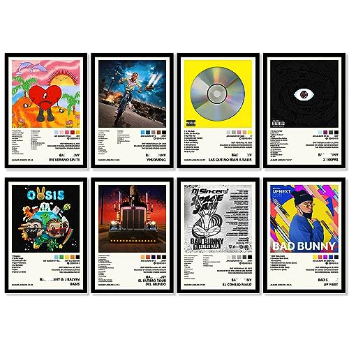 JayPerArt Bad Bu nny Poster (8 Pcs 16.5 * 11.5 inch) Album Cover Music Posters for Room Aesthetic, Wall Art for Room Decor Merch Stuff Prints HD Posters for Fans Unframed