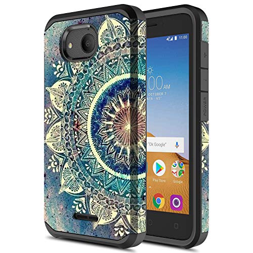 Torryka Alcatel Tetra Case, Hybird Drop Protection Sleek Slim Dual Layer Shockproof Colorful Graphic Armor Case for Alcatel Tetra (Green Mandala)
