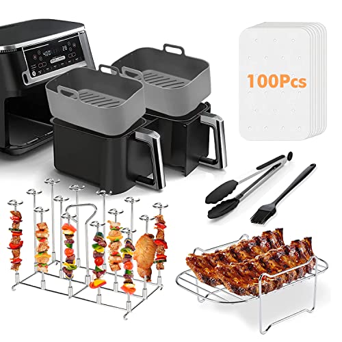 RHM Dual Basket Air Fryer Accessories Fit for Ninja Foodi DZ201 & Other 8Quart Dual Zone Air Fryers