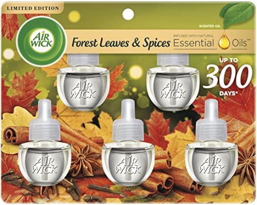 Air Wick Forest Spice & Leaves Scented Oil Refill, 5ct - Fall Scent, Essential Oils