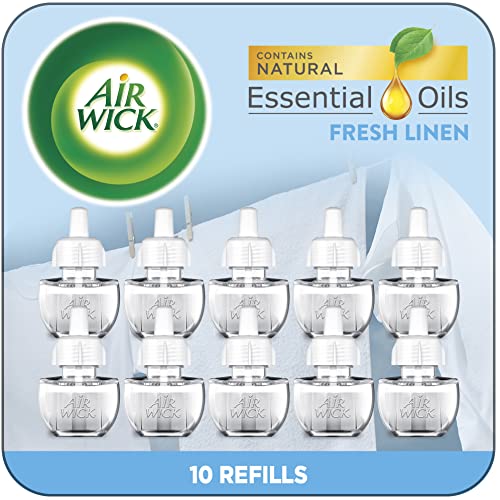 Air Wick Fresh Linen Scented Oil Refill, 10ct - Air Freshener, Essential Oils, Eco Friendly Pack