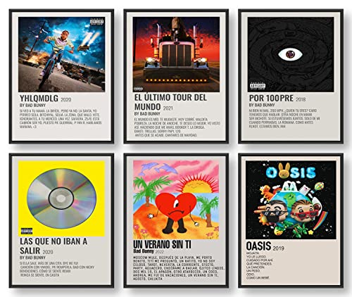 Bad Bunny Poster, Album Cover Limited Edition Posters, Music Posters (Set of 6, 8in x 10in, Unframed)