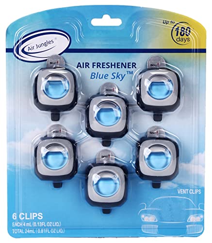 Air Jungles Car Air Freshener Clips - Pack of 6 - New Car Scented Vent Clips for Long-Lasting Freshness