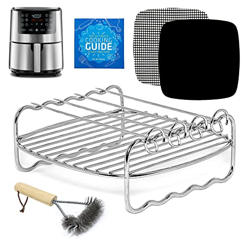 INFRAOVENS Air Fryer Skewer Rack Grate Compatible with Cosori, Chefman, Philips and more, Double Rack Kabob Airfryer Accessories
