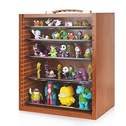 Cathyeen Miniature Display Case Display Cases for Collectibles Miniatures Storage Case Display Shelves Shelf for Collectibles for Mini Action Figures Valuable Collectibles or Crystal Stone (Brown)