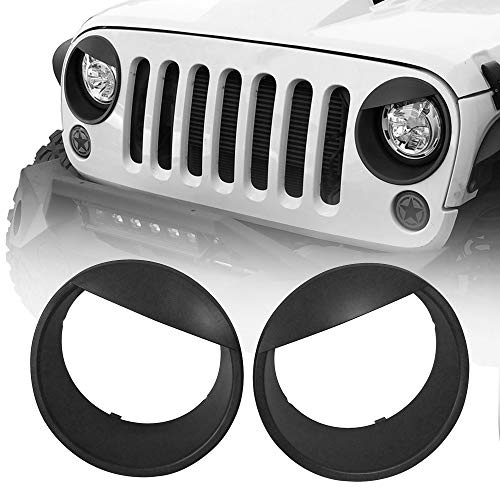 Hooke Road Wrangler Headlight Cover Angry Bird Bezels Trim - Matte Black - Jeep JK Wrangler & Unlimited - Pair