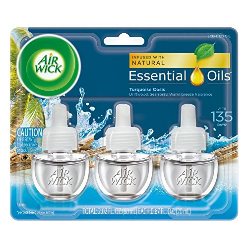 Air Wick Plug in Scented Oil 3 Refills, Turquoise Oasis - 0.67 Fl Oz (Pack of 3)