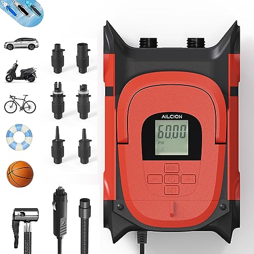 AILCION Electric SUP Air Pump Compressor for Inflatables - 60PSI Portable Tire Pump for Car Portable, 22PSI Paddle Board Pump for Boat, Mattress, Kayak, Bicycle & Car Tire inflator