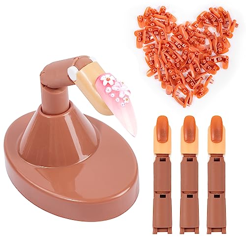 Nail Practice Finger for Acrylic Nails, 3PCS Adjustable Fake Mannequin Fingers with 1PC Acrylic Finger Base