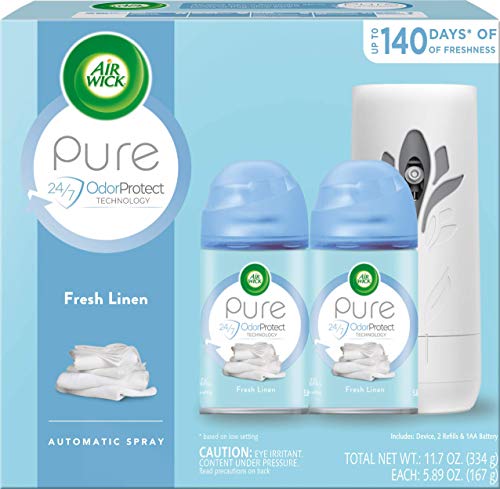 Air Wick Automatic Air Freshener Spray Starter Kit (Gadget + Refill), Fresh Linen, Air Freshener, Essential Oils.