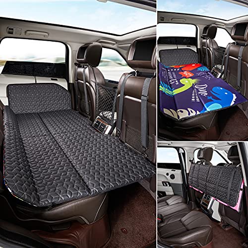 ABE Non-Inflatable Car Bed Mattress, Double-Sided Folding - Blue (Dinosaur World) - For SUVs