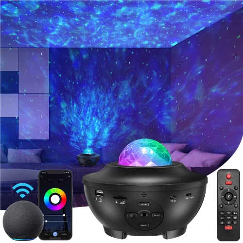 Galaxy Projector Star Projector with Bluetooth/Music Speaker/Voice Control/Timer,Work with Alexa & Google Assistant,Starry Night Light Projector for Kids Adults Bedroom/Decoration/Birthday Gift/Party
