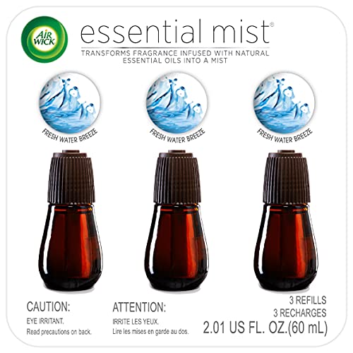 Air Wick Fresh Waters Essential Mist Refill, 3ct, Air Freshener, Essential Oils