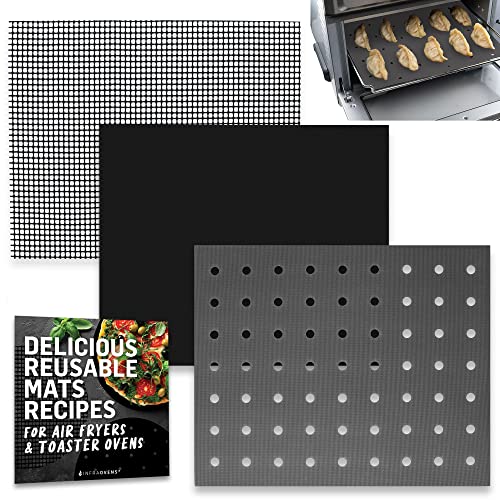 INFRAOVENS Reusable Liners for Toaster Oven Air Fryer, Non-Stick Mats (Black, 9x11)