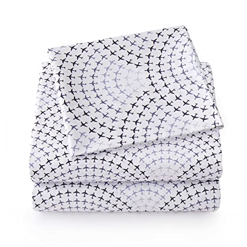 Sweet Home Collection Airplanes Bed Sheet Set - Fun Colorful and Comfortable - Full Size