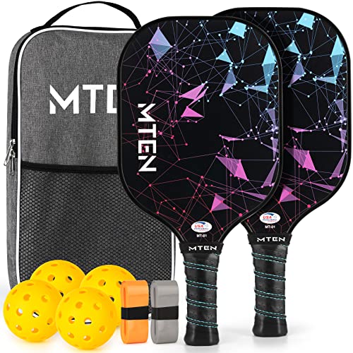 Pickleball Paddles, USAPA Approved Fiberglass Surface Pickleball Set with 2 Pickleball Rackets,4 Pickleball Balls,1 Portable Carry Bag,Pickle Ball Paddle Set ​for Men Women​