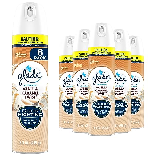 Glade Vanilla Caramel Twist Odor Fighting Room Spray, 8.3 oz, Pack of 6