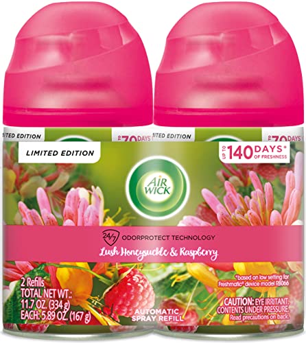 Air Wick Lush Honeysuckle & Raspberry Air Freshener Refill, 2ct - Essential Oils, Odor Neutralization