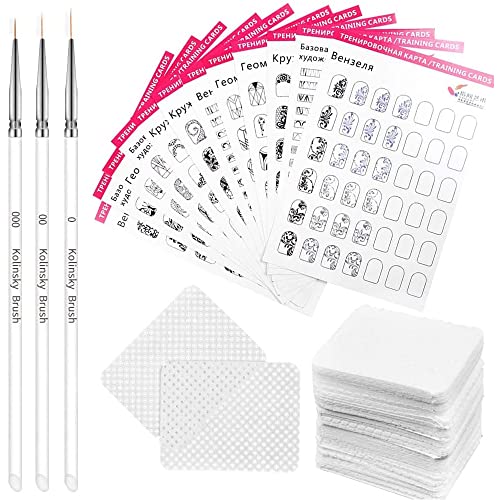 Acrylic Nail Art Practice With 3pc Nail Liner Pen 180pcs Nail Wipes Lines Drawing Painting Template Learning Book Easy To Clean Can Be Reused Manicure Tools For Beginner