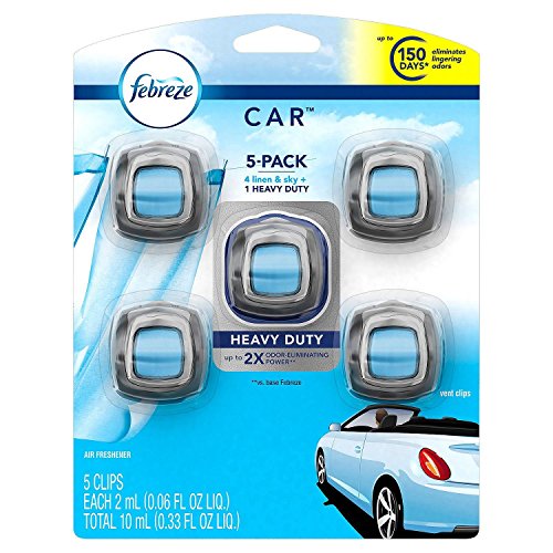 Febreze Car Air Freshener Clips - Pack of 5 - Linen & Sky Scented Vent Clips