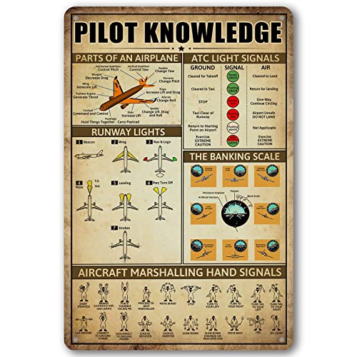  Retro Pilot Knowledge Metal Signs Vintage Airplane Decor For Home Aviation Art Wall Decor