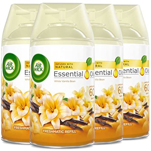 Air Wick White Vanilla Bean Freshmatic Spray Refill, 4ct, Essential Oils