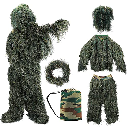 ZORVEM Kids Ghillie Suit - 3D Camouflage Hunting Apparel[S/M/L/XL/XXL]